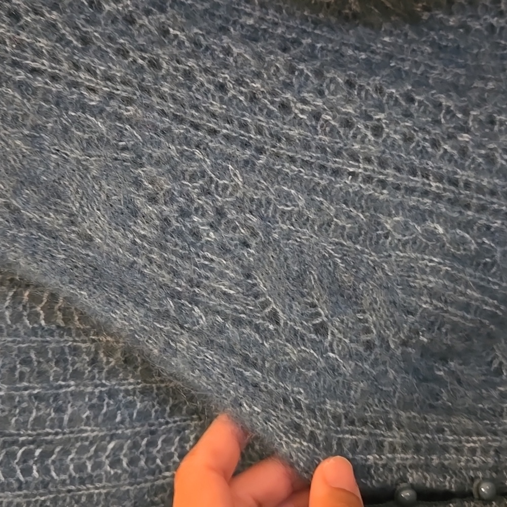 Sezane Susanna Kid Mohair/ Wool Green Fancy Knit Cardigan - Picture 12 of 12